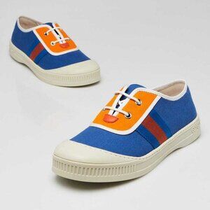 Gucci Blue/Orange Canvas/Rubber Low Top Sneakers Size 4.5/35